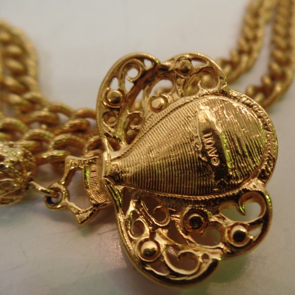 Vintage AVON Faux Pearl Bug/Scarab Goldtone Necklace & Pendant 18" - Picture 8 of 16